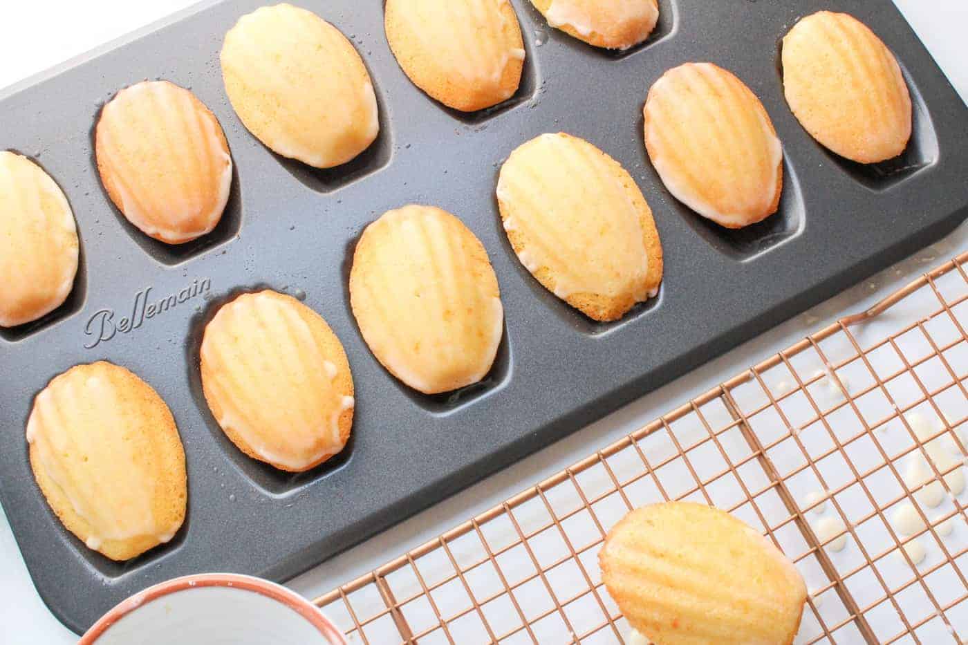 almond madeleines in a baking tray