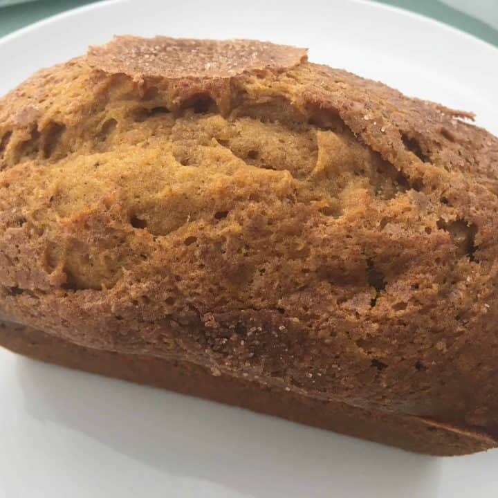 top down shot of pumpkin bread loaf