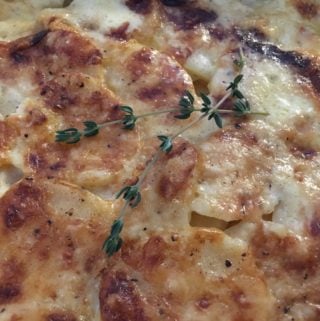 overhead shot of Potatoes Au Gratin