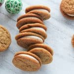gingerbread sandwich cookies in a row