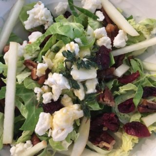 Shaved Brussels Sprout, Apple, and Cranberry Salad
