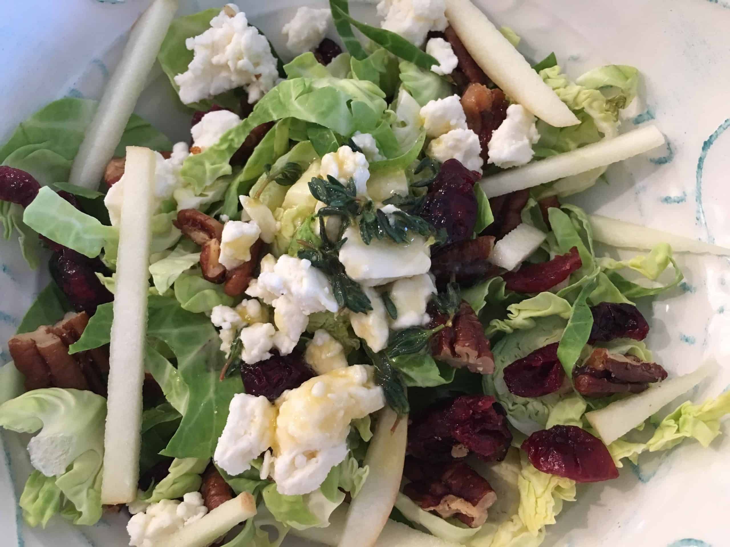 Shaved Brussels Sprout, Apple, and Cranberry Salad