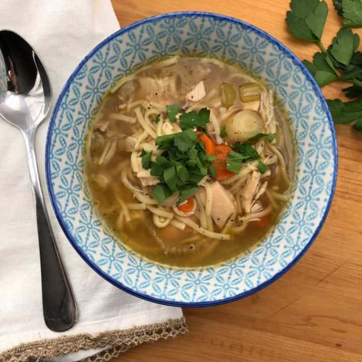 bowl of Slow Cooker Chicken Noodle Soup