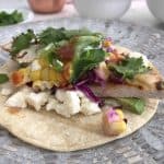 cilantro lime chicken taco on a gray plate