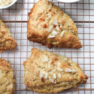 pineapple coconut scones on cooling rack