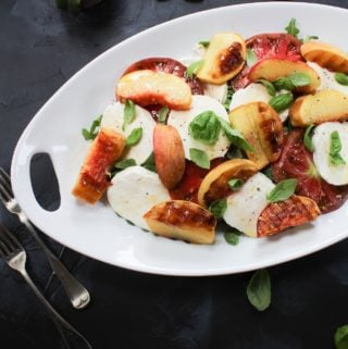 grilled peach caprese with peach