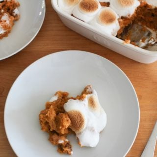 sweet potato souffle on two plates