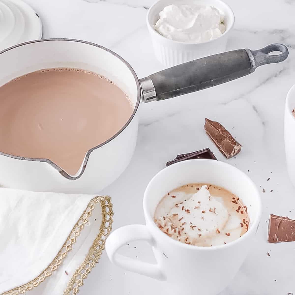 French hot chocolate with whipped cream