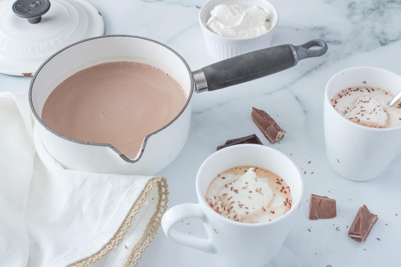 French hot chocolate in saucepan 