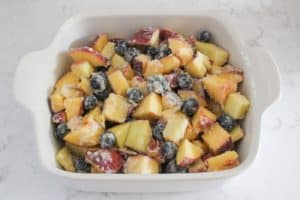 baking dish containing fruit