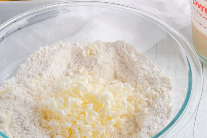 grated frozen butter in dry ingredients