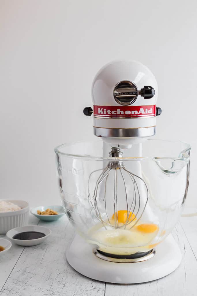 stand mixer with eggs and sugar