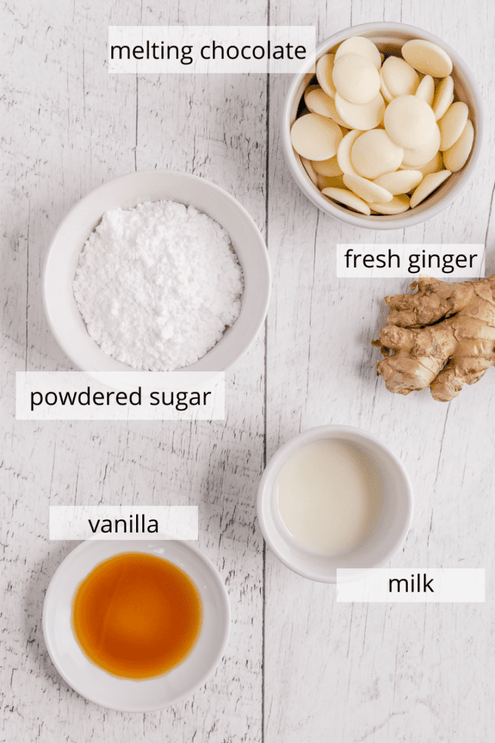 ingredients for ginger Madeleine glaze
