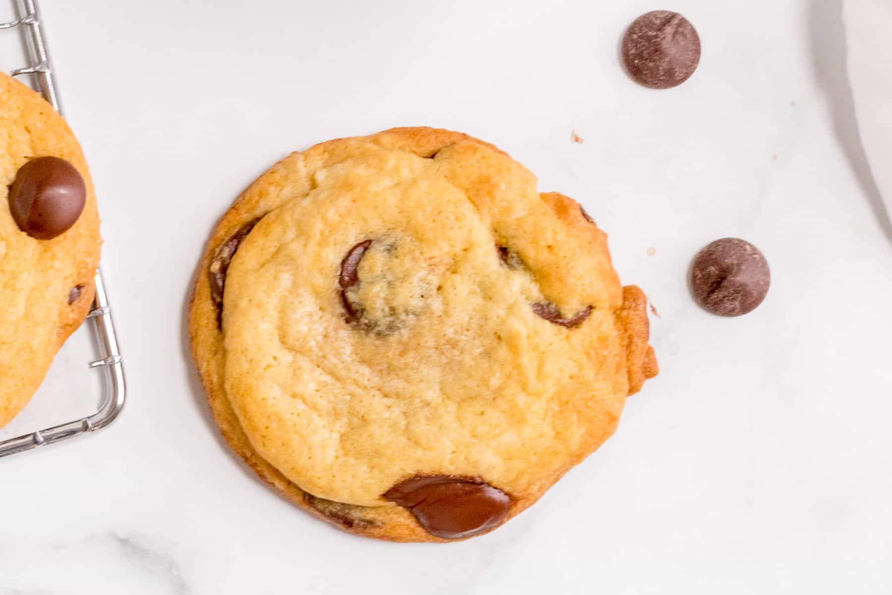 lemon chocolate chip cookie on marble background