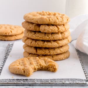 small batch peanut butter cookies with milk