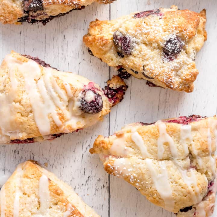 baked scones on parchment paper.