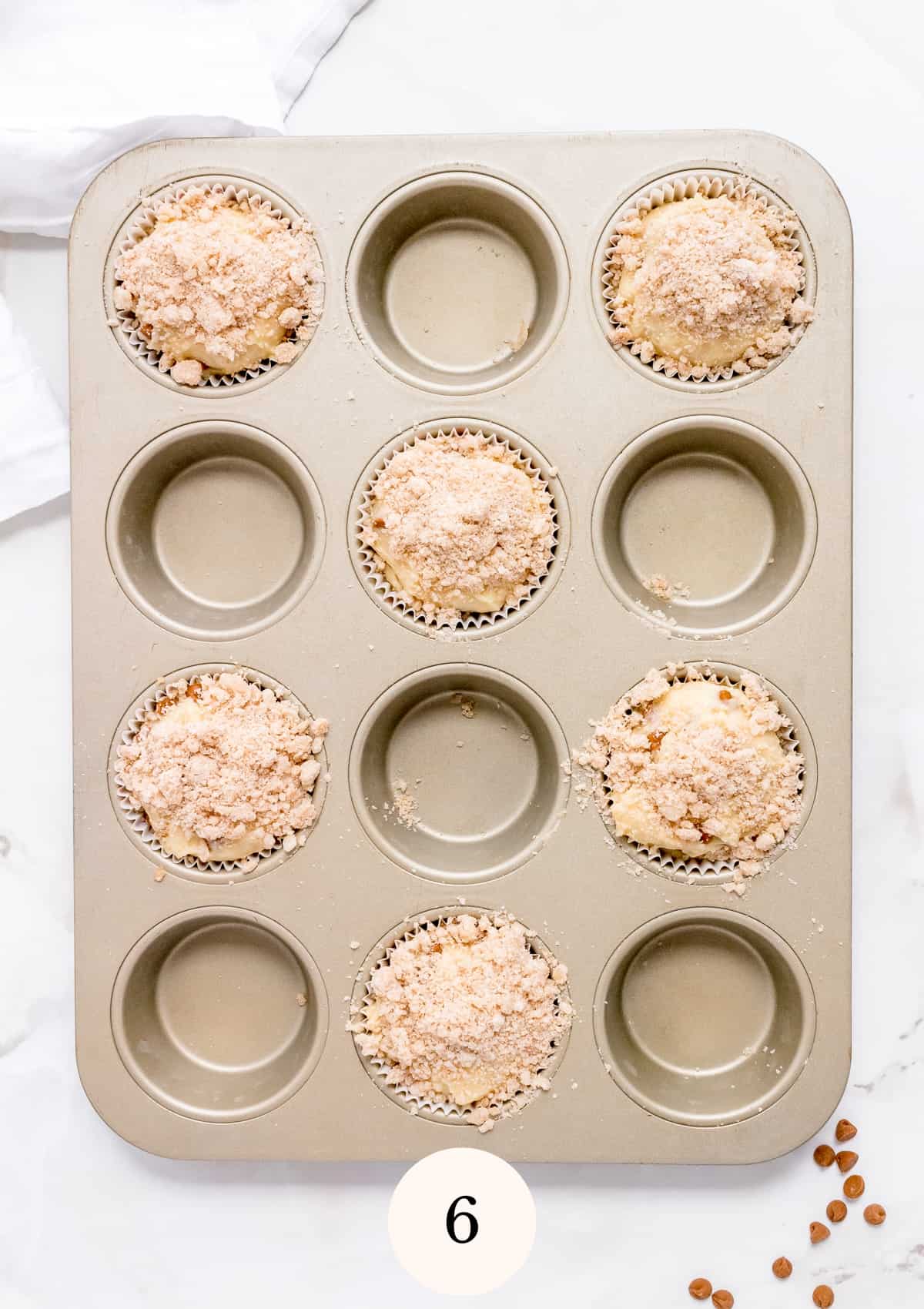filled muffin cups with cinnamon streusel.