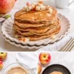 apple cinnamon pancakes for pinterest with text overlay.