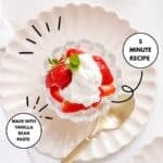 whipped cream and strawberries with text overlay for Pinterest.
